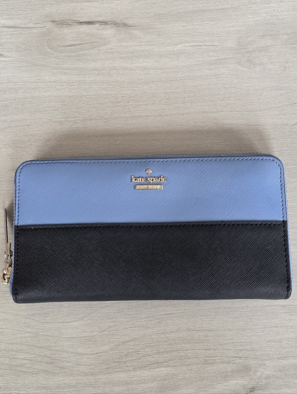 kate spade Two-Tone Blue and Black Zip Around Wallet